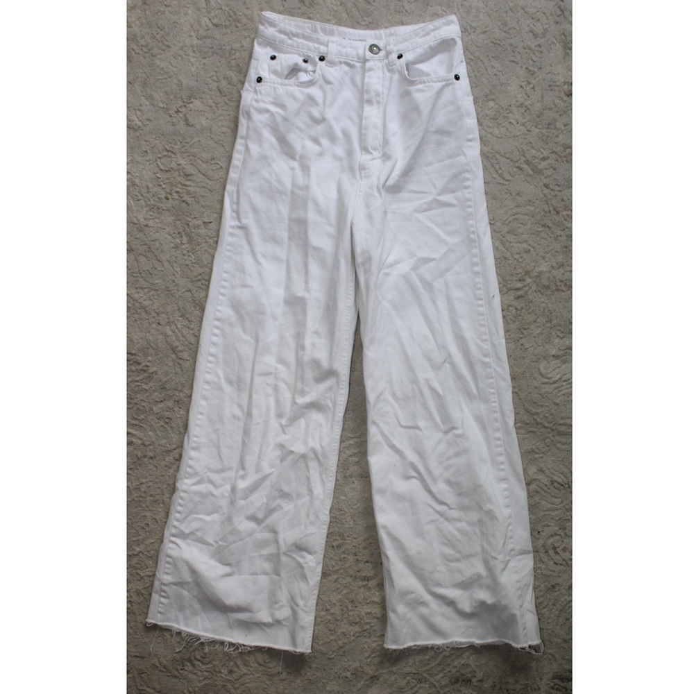 Subdued Palazzo Flare White Jeans